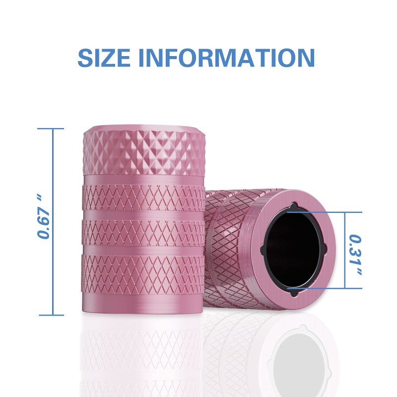 CKAuto Tire Valve Stem Caps, Pink, 4 pcs/Pack, Anodized Aluminum Tire Valve Cap Set, Corrosion Resistant, Universal Stem Covers for Cars Trucks Motorcycles SUVs and Bikes - Image 4